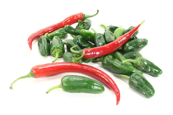 Green Pimientos with red chilis — Stock Photo, Image