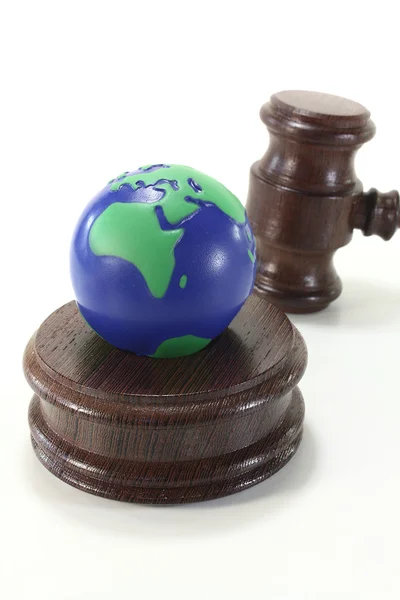 Environmental law with globe and Judge Gavel — Stock Photo, Image