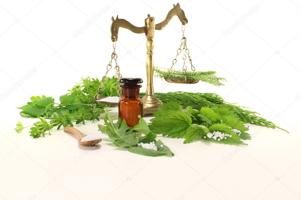 Homeopathy with apothecary scale