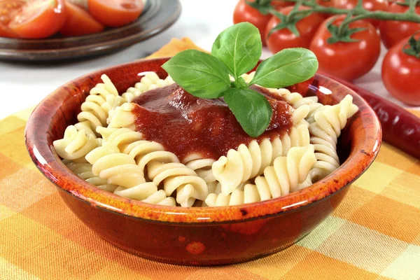 Spirelli with tomato sauce — Stock Photo, Image