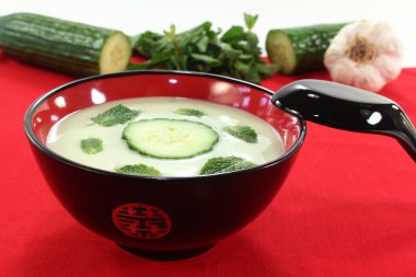 Asian iced cucumber soup clipart