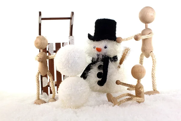 雪だるまを作る — ストック写真
