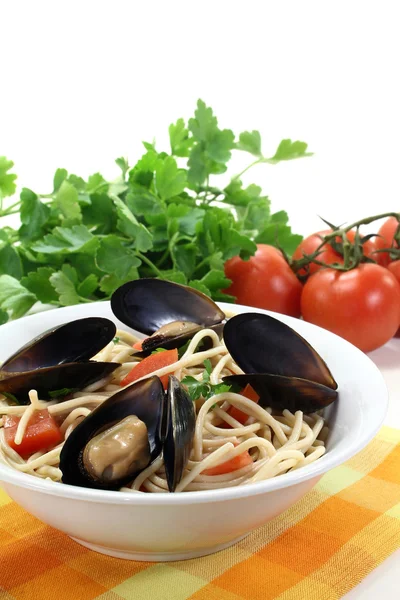 ムール貝のスパゲッティ — ストック写真