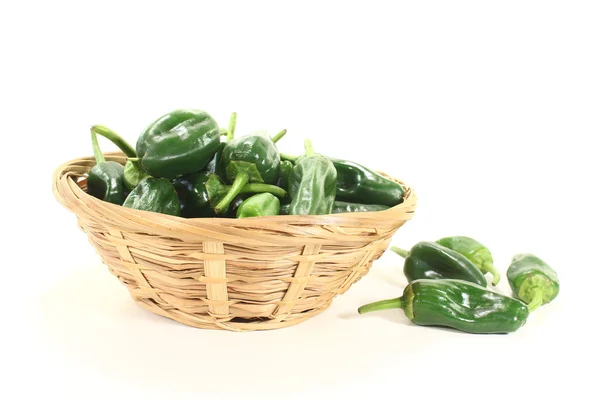 Raw green Pimientos in a bowl — Stock Photo, Image