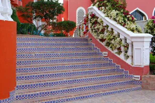 Escadas e buganvílias — Fotografia de Stock
