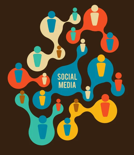 Médias sociaux et illustration de réseau — Image vectorielle