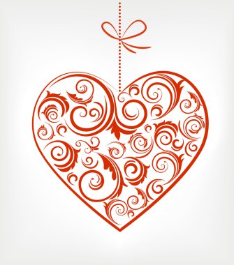 Retro red patterned heart clipart