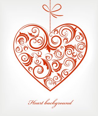 Retro red patterned heart clipart