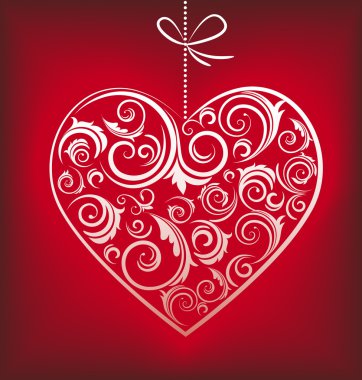 Retro red patterned heart clipart