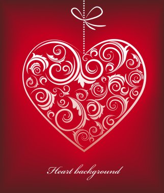 Retro red patterned heart clipart