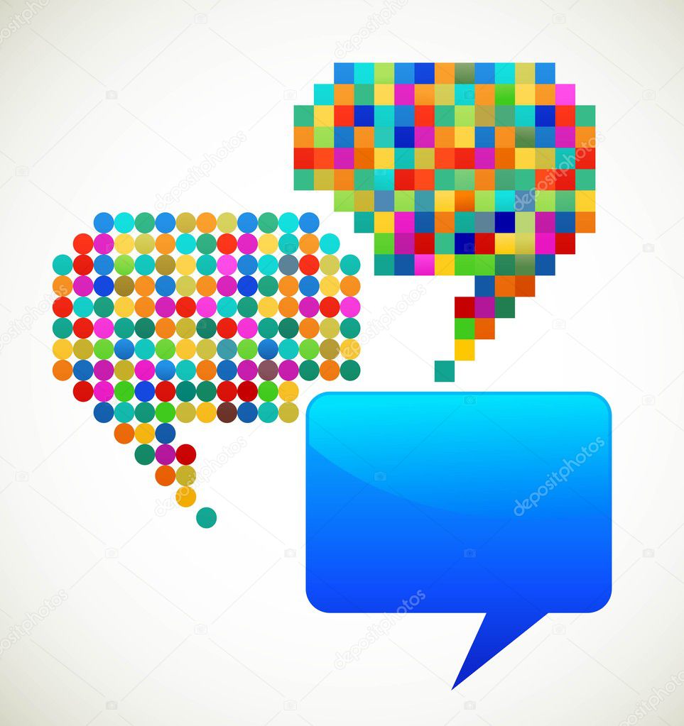 Colorful, patterned speech bubbles