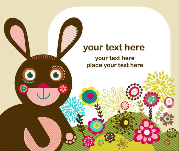 Påsk gratulationskort med bunny — Stock vektor