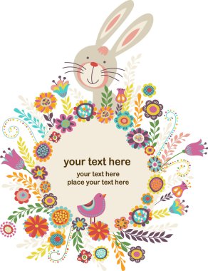 Easter greeting card with bunny clipart