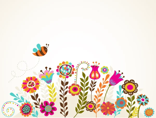 Cartão de saudação com flores — Vetor de Stock