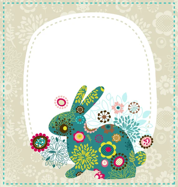 Tarjeta de felicitación de Pascua con conejito — Archivo Imágenes Vectoriales