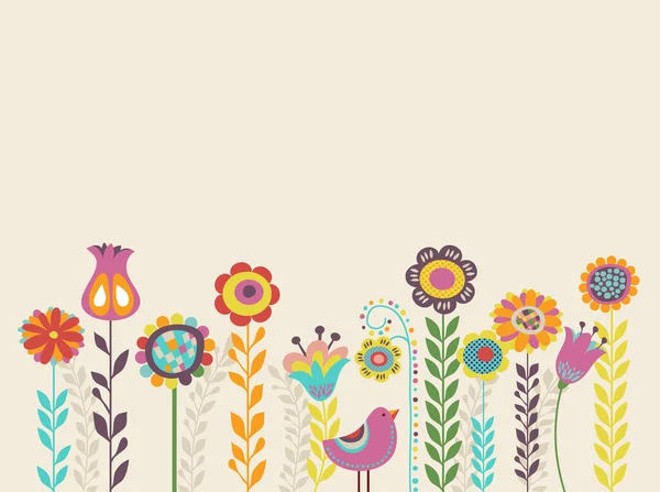 Tarjeta de felicitación con flores — Vector de stock