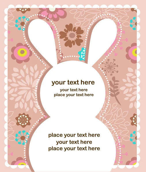 Tarjeta de felicitación de Pascua con conejito — Vector de stock