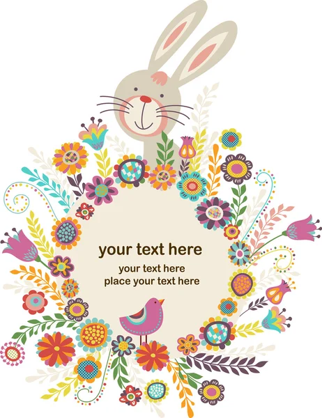 Bunny Paskalya tebrik kartı — Stok Vektör