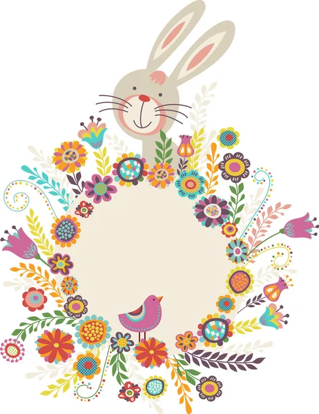 Tarjeta de felicitación de Pascua con conejito — Archivo Imágenes Vectoriales