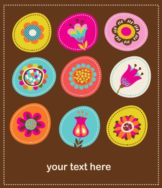 Collection of cute decorative flowers, greeting card clipart