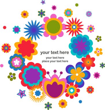 Easter greeting card - wreath with floweres clipart