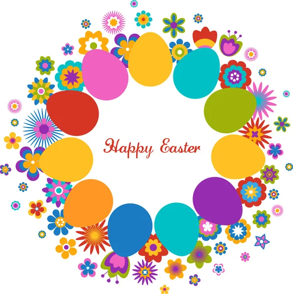 Húsvéti üdvözlőlap, a tojás és a virágos minta — Stock Vector