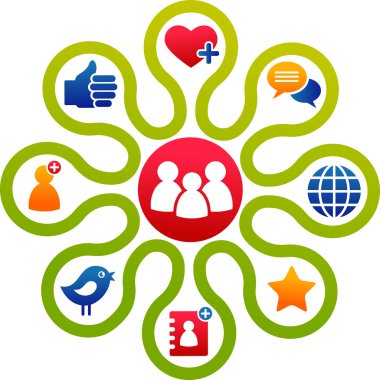 Social Media and network illustration clipart