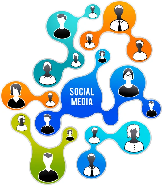 Sosyal medya ve ağ illüstrasyon — Stok Vektör