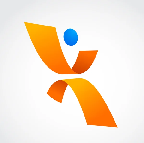Ícone humano abstrato, cores laranja e azul — Vetor de Stock
