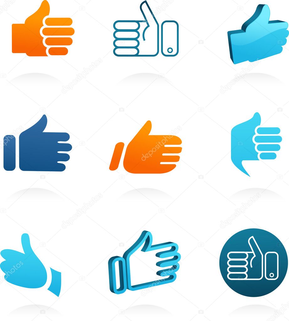 Set of vector thump up and like icons