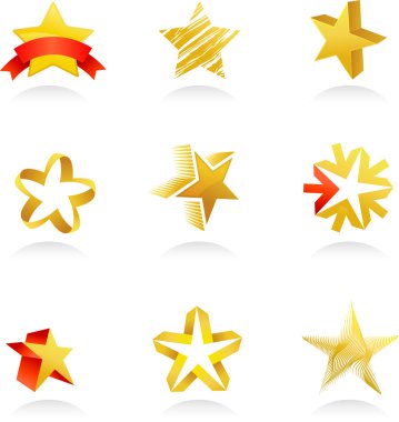 Collection of gold star icons, vector clipart
