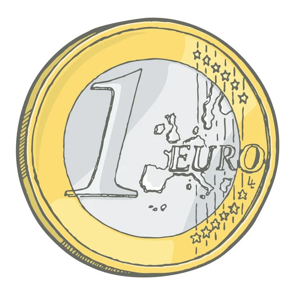 一欧元硬币素描 — 图库矢量图片