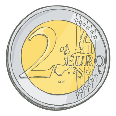 Two euros coin sketch clipart