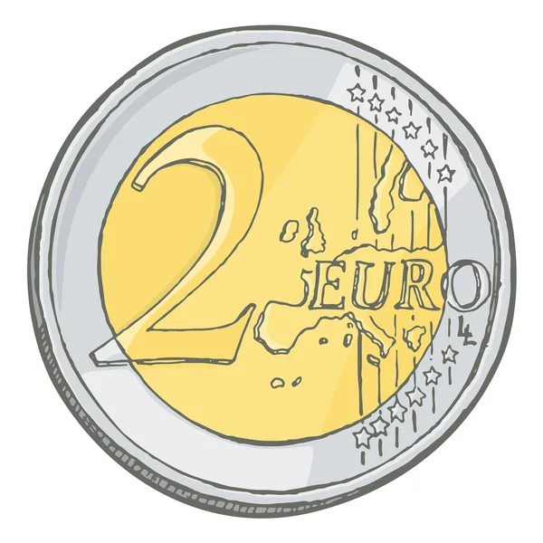两个欧元硬币素描 — 图库矢量图片