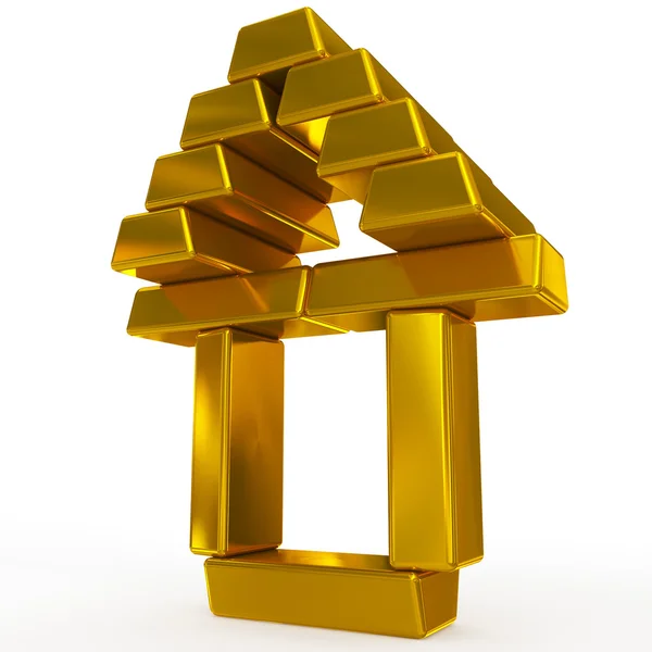Gold bars house — Stock Photo, Image