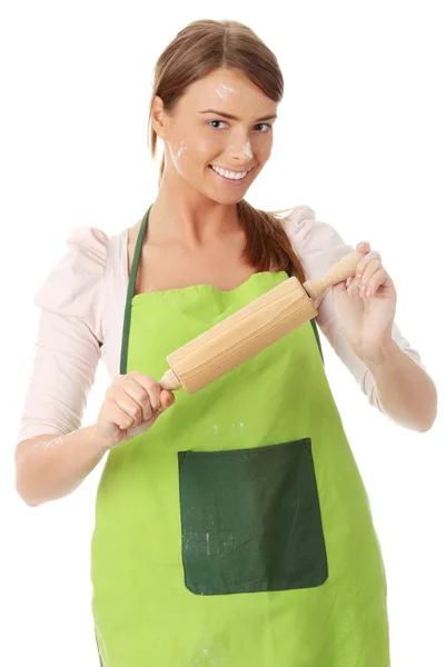 Jonge huis vrouw in keuken — Stockfoto