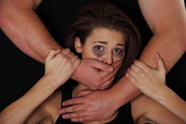Emotional portrait of abused woman — Stock Photo, Image