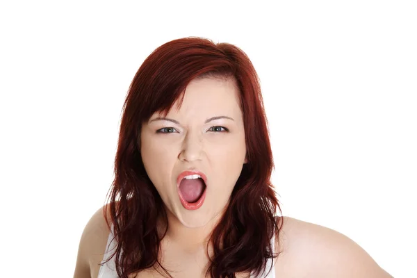 Woman is screaming out loud — Stock Photo, Image