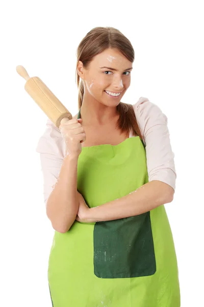 Casa joven esposa en la cocina — Foto de Stock