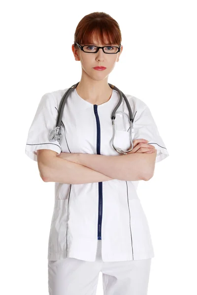 Infirmière sérieuse ou jeune femme médecin — Photo