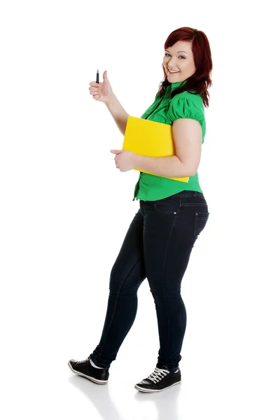 Student woman gesturing OK — Stock Photo, Image