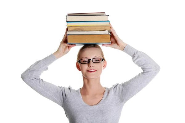 Жінка (студент) з книгами — стокове фото