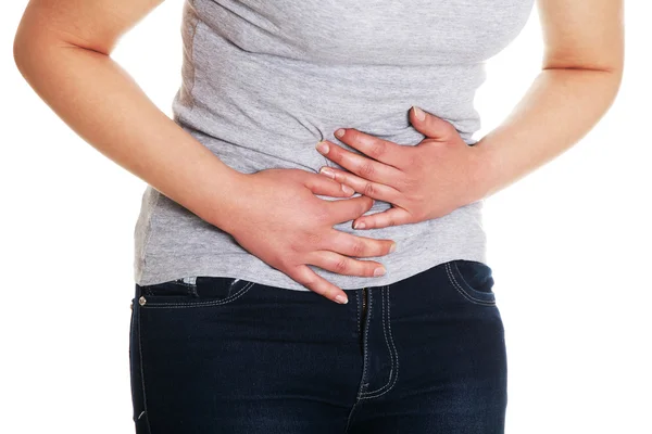 Lady abdominal pain — Stock Photo, Image