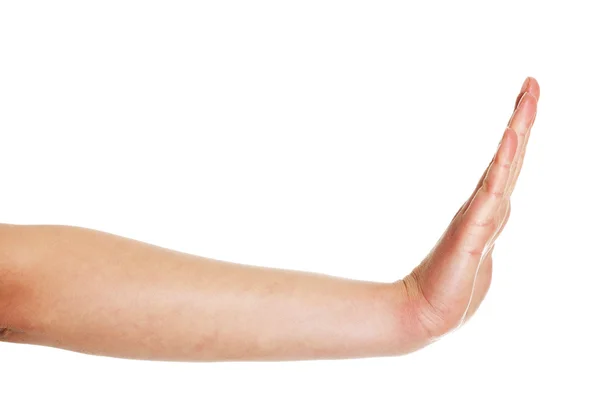 Womans hand showing stop gesture — Stock Photo, Image