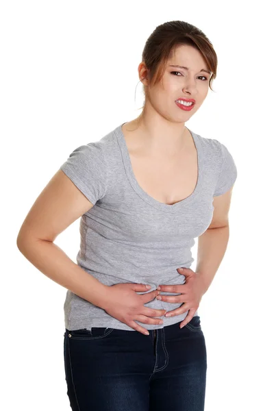 Женщина с проблемами желудка — стоковое фото