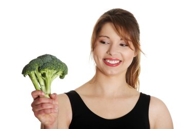 Woman with broccoli clipart