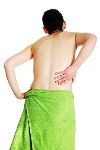 Young woman with pain in her back — Stock Photo, Image