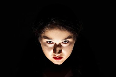 Scary portrait of angry woman clipart