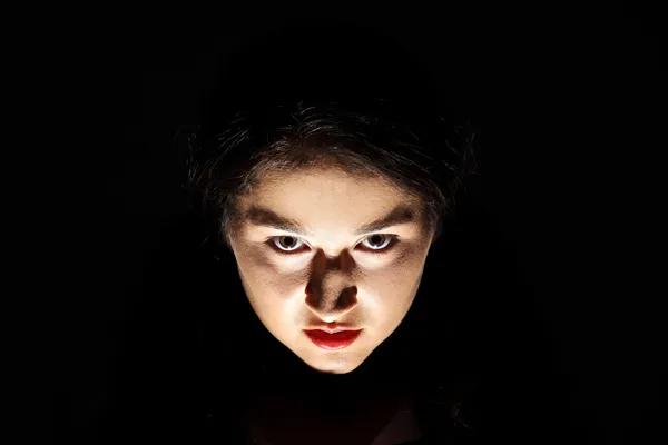 Strašidelné portrét ženy zlobí — Stock fotografie