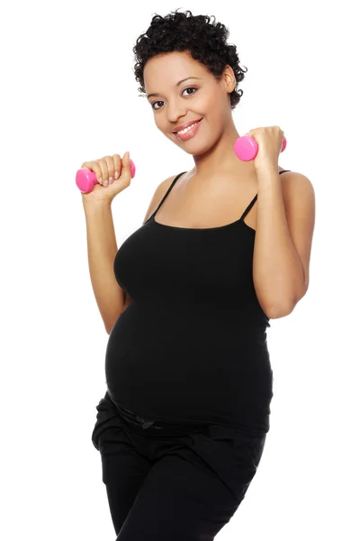 Femme enceinte pendant l'exercice . — Photo
